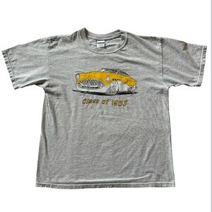 “Class of 1953” graphic t-shirt, yellow classic car graphic